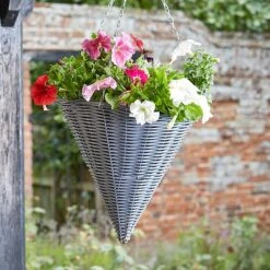 Smart Garden Slate Faux Rattan Hanging Cone - 14'' -Elho Shop 925355 2