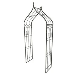 Panacea Black Ogee Top Garden Arbor With Finials