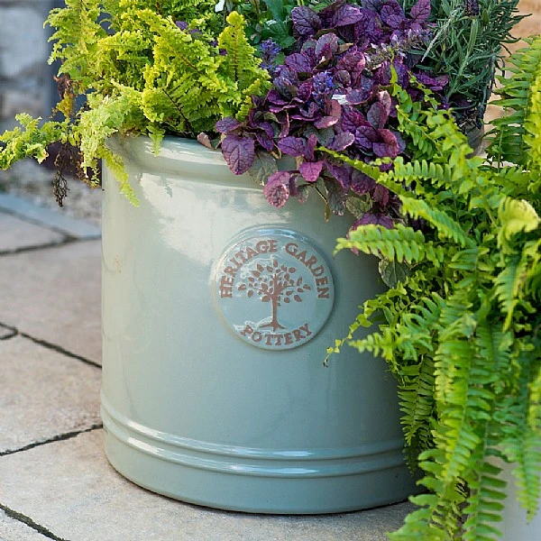 Woodlodge Heritage Edwardian Cylinder Ceramic Planter Mint Green (Various Sizes) 3 Woodlodge Heritage Edwardian Cylinder Ceramic Planter Mint Green (Various Sizes)